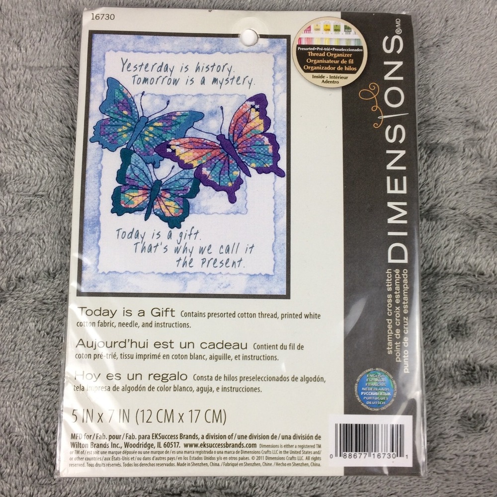 Dimensions Stamped Cross Stitch Kit‎ Butterflies TODAY IS A GIFT Saying 2011